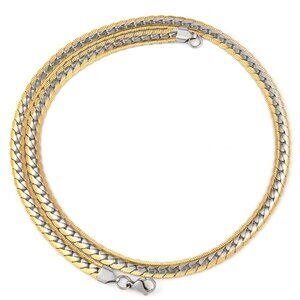 Essential Elegance · Embossed Flat Curb Men’s Necklace Link Chain ·Gold & Silver